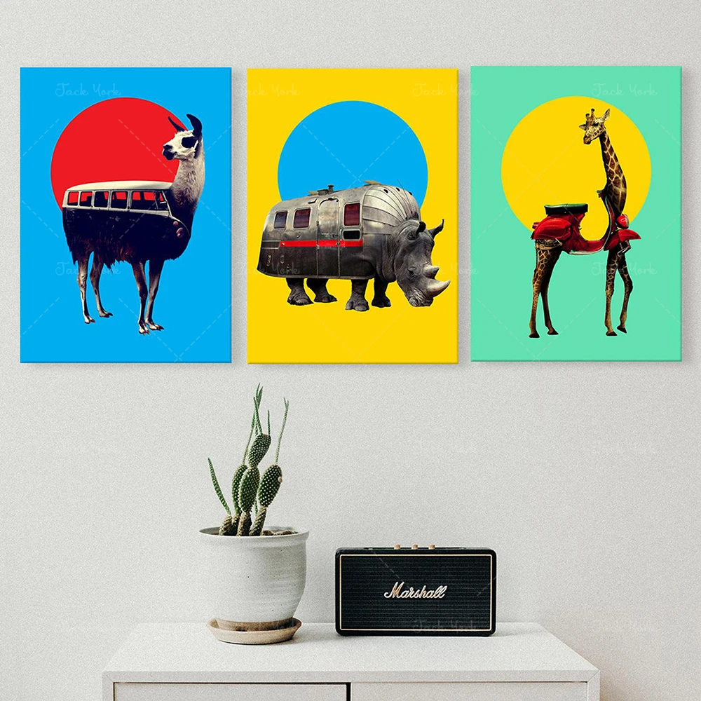 Abstract Canvas Set - Animal Canvas Print, Funny Animal Art