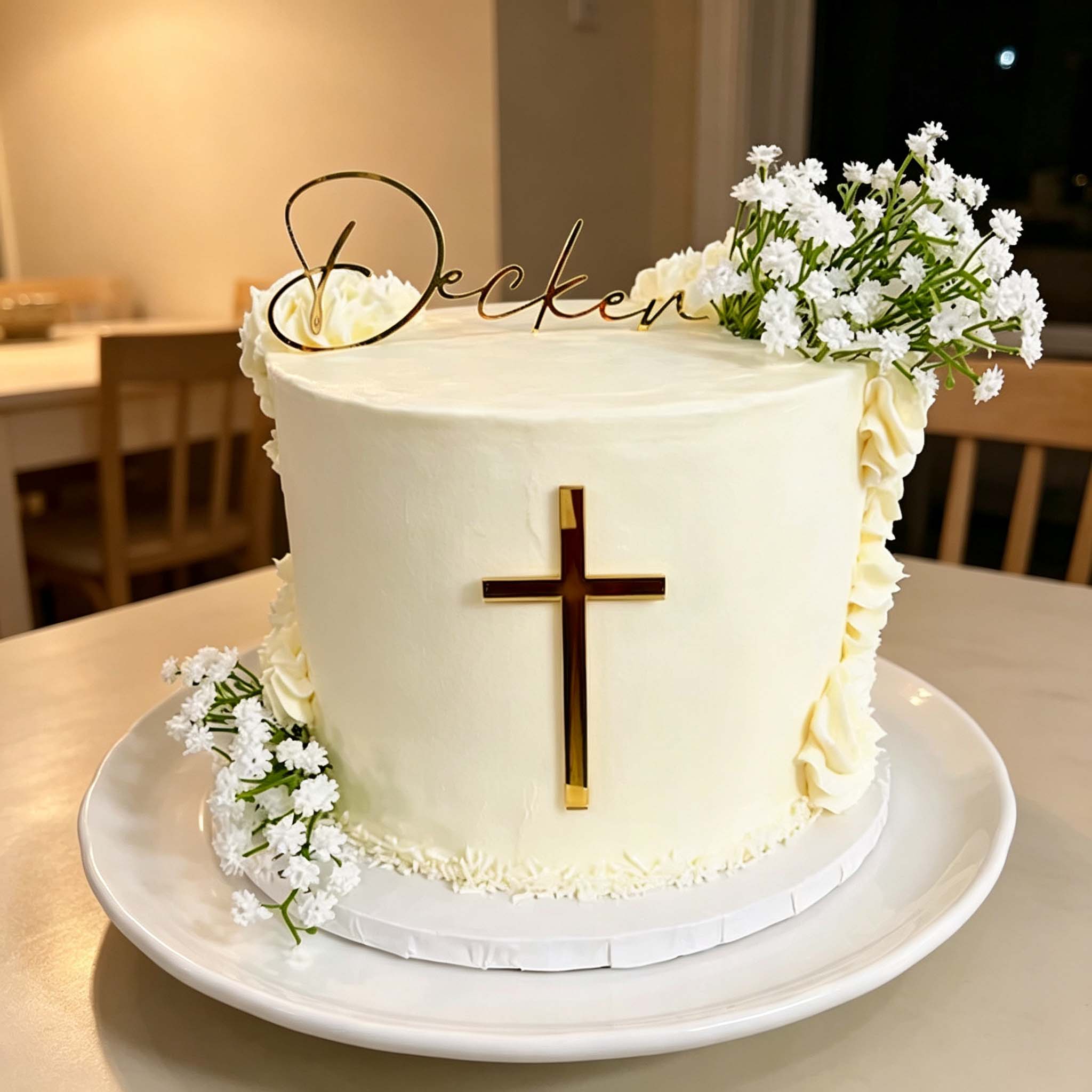 Decorative Mirror - Personalized Cross & Name Cake Topper