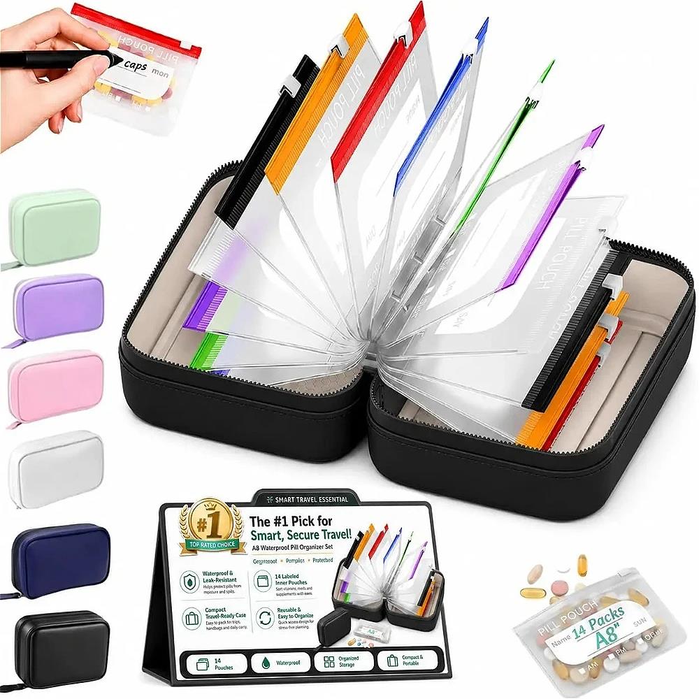 Wall Sticker - 7/14Pouch Weekly Pill Organizer Waterproof A8