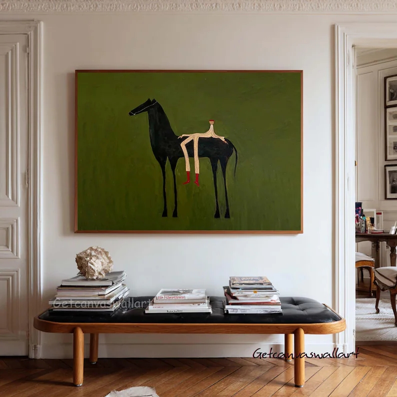 Interior Design Living Room - Modern Abstract Western Horse & Figure