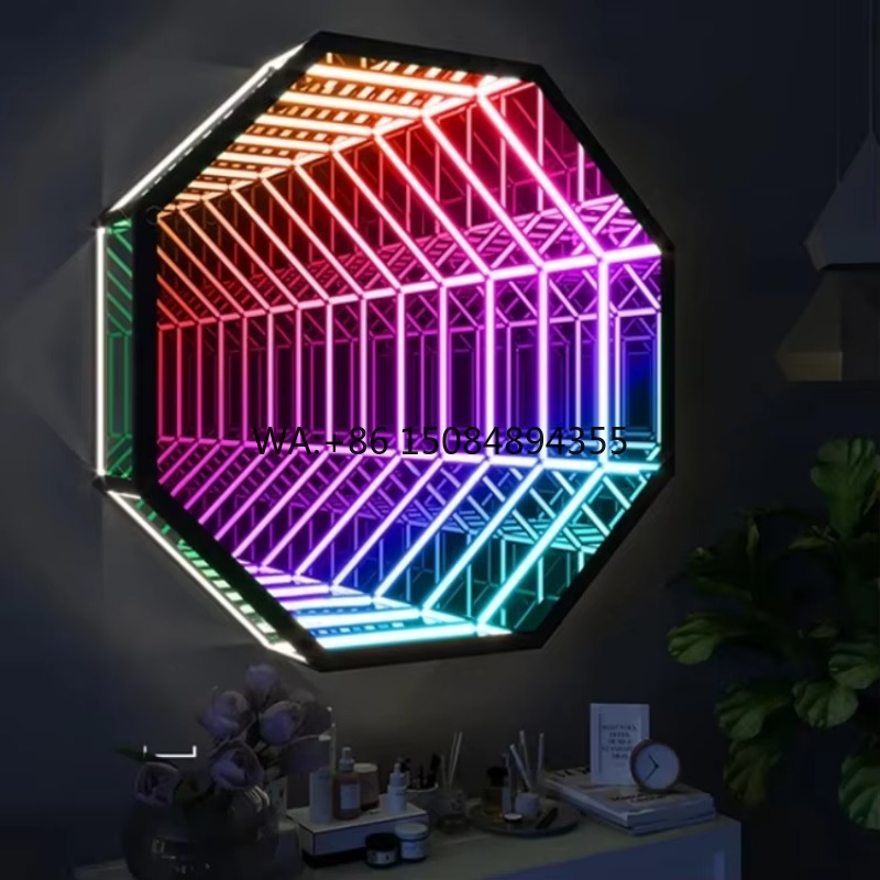 Decorative Mirror - Octagon 3D Infinity Mirror Light Tunnel