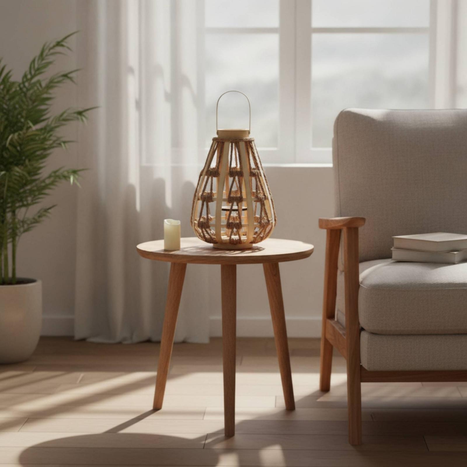 Natural Wood Rope Lantern Cand - Candle Holder Decor ulasan dan harga