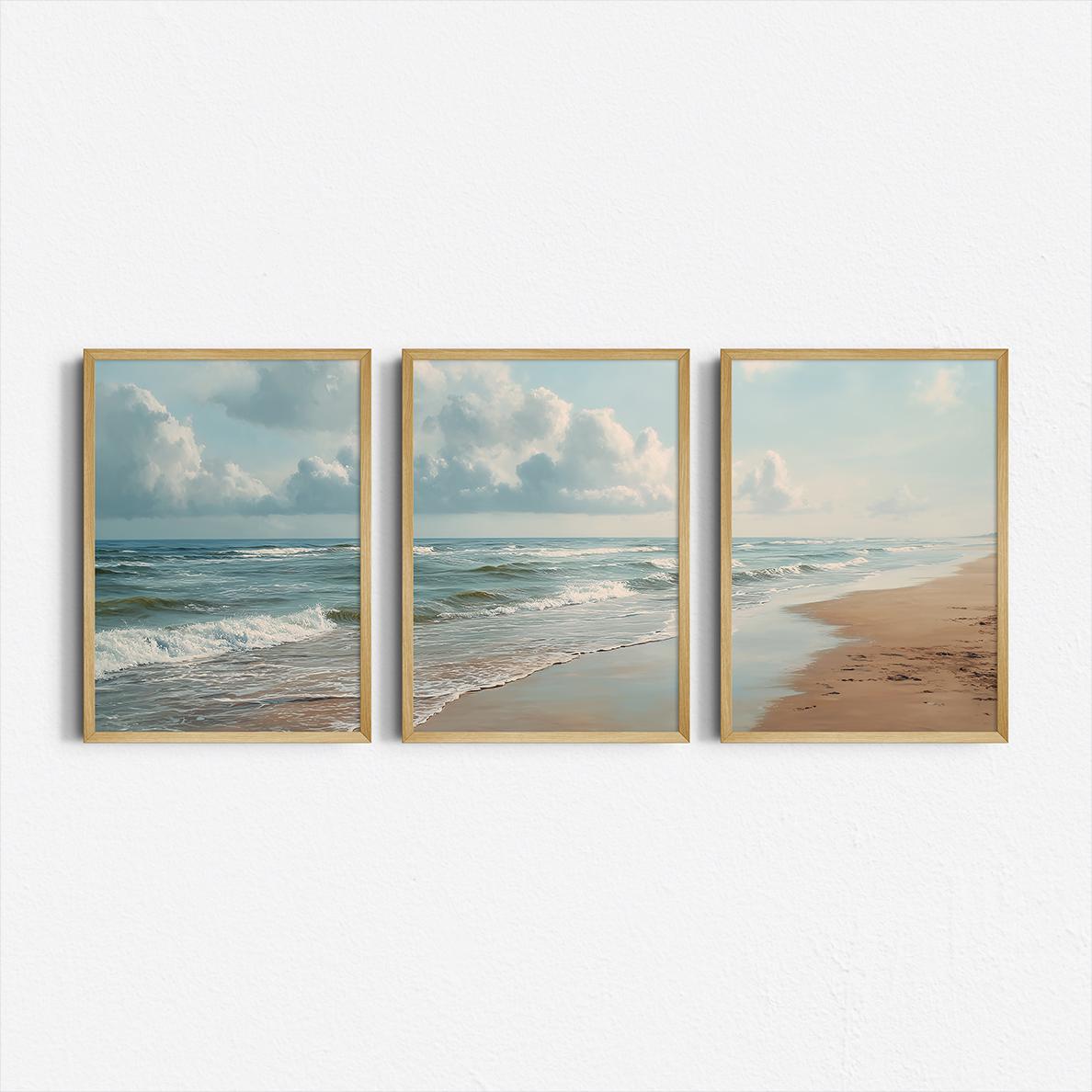 Set of 3 Ocean Beach Triptych  - Abstract Canvas Set ulasan dan harga