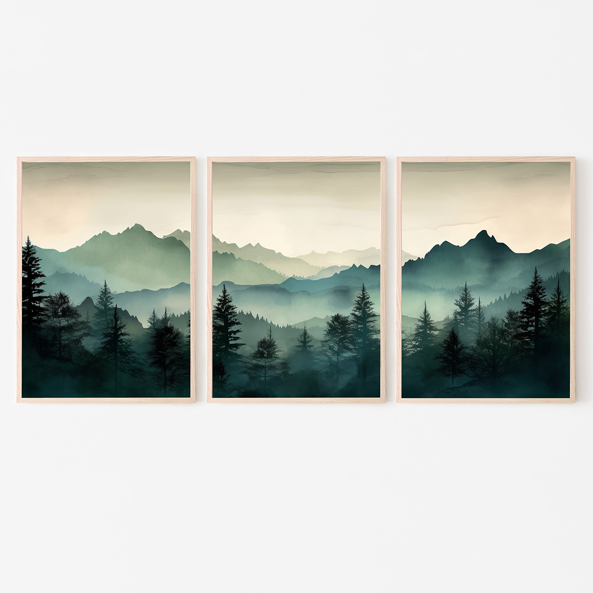 3pcs/set Abstract Sage Green M - Abstract Canvas Set ulasan dan harga