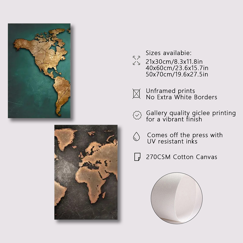 Retro World Map 3pcs/set Canva - Abstract Canvas Set ulasan dan harga