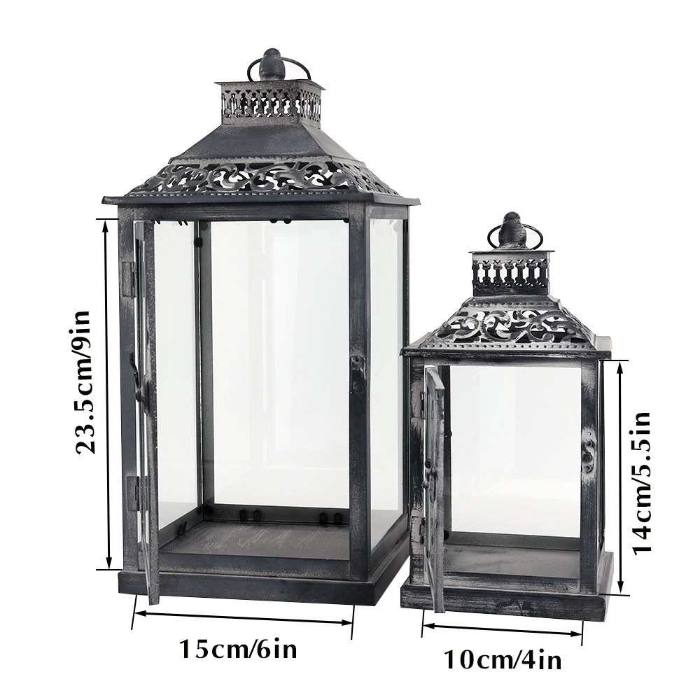 Set of Two Antique Grey Metal  - Candle Holder Decor ulasan dan harga