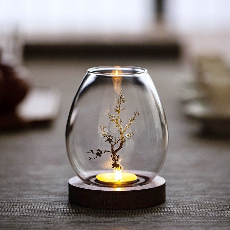 Chinese Style Transparent Glas - Candle Holder Decor ulasan dan harga