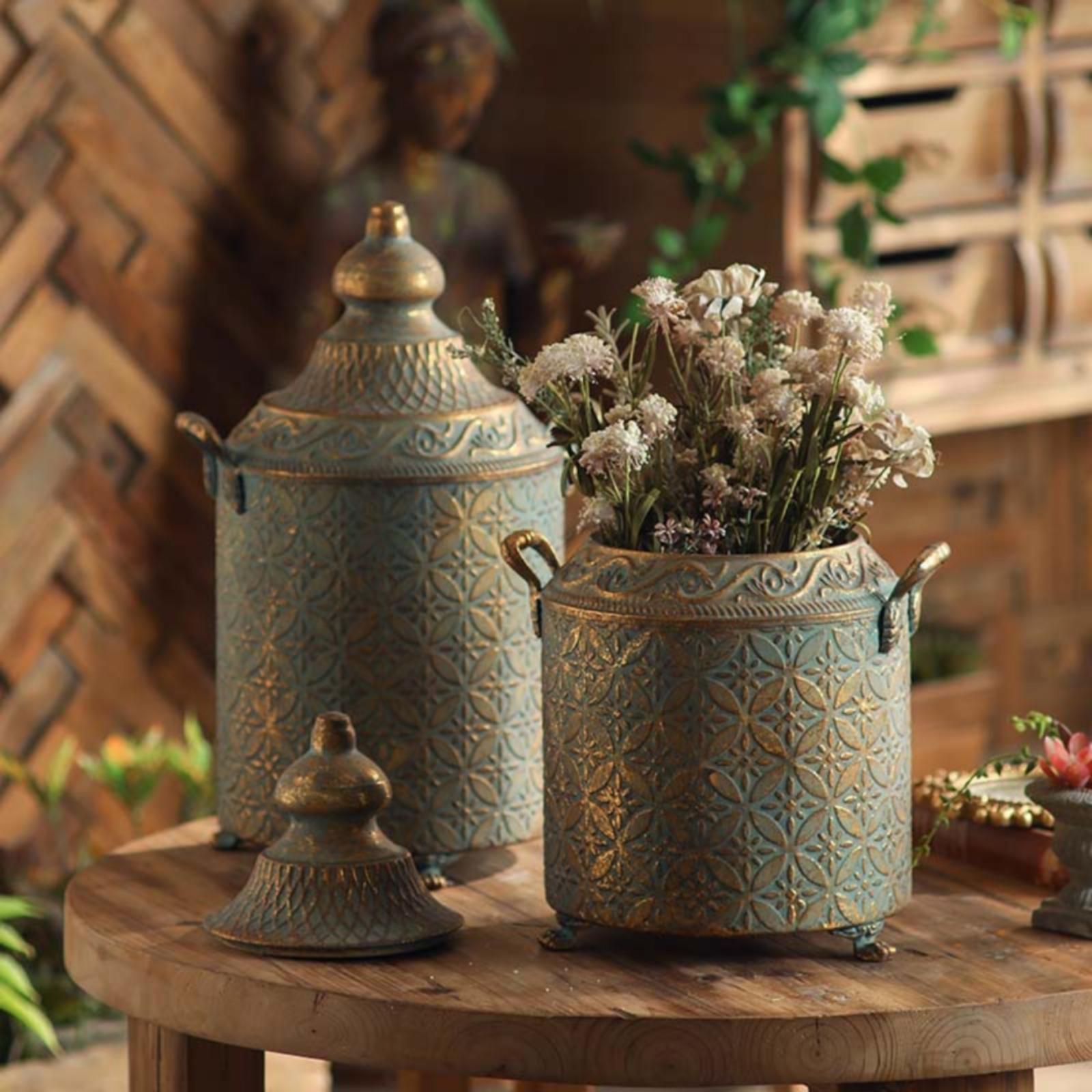 Patina Finished Metal Decorati - Vase Decor ulasan dan harga