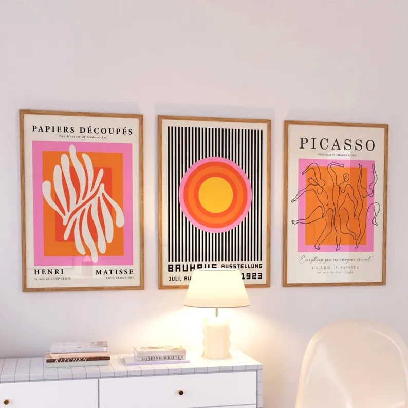 3pcsModern Orange  Bauhaus And - Interior Design Living Room ulasan dan harga