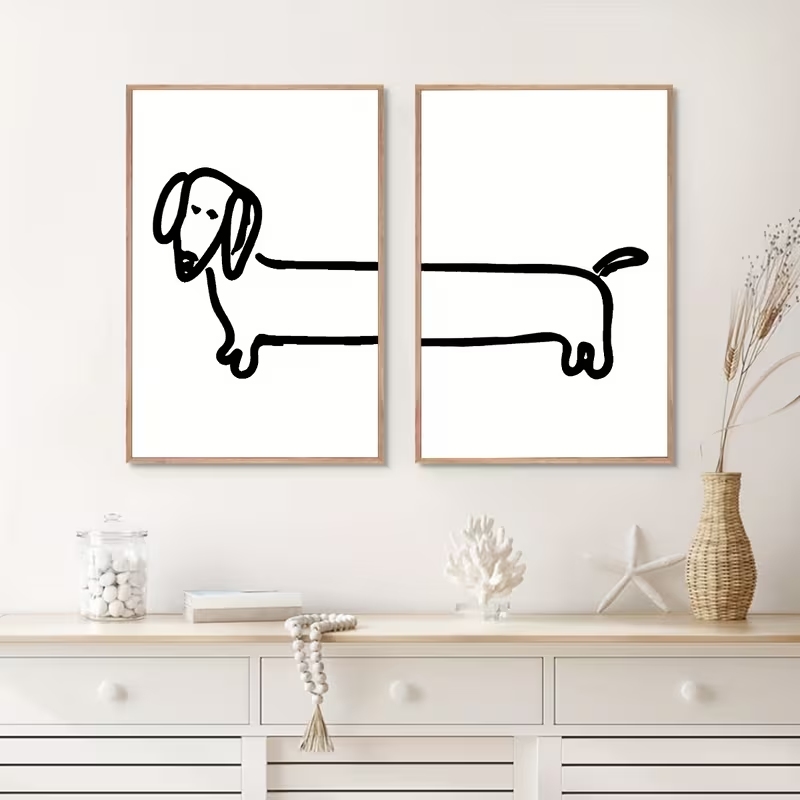 2PCS Modern Dachshund  Funny D - Interior Design Living Room ulasan dan harga