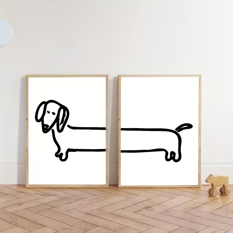 2PCS Modern Dachshund  Funny D - Interior Design Living Room ulasan dan harga