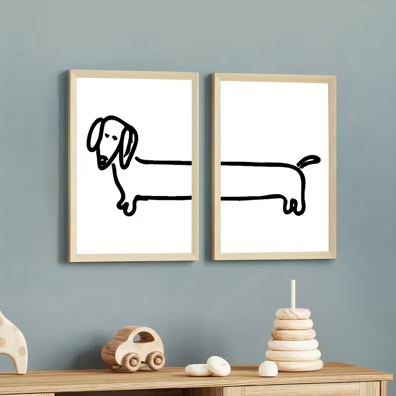 2PCS Modern Dachshund  Funny D - Interior Design Living Room ulasan dan harga