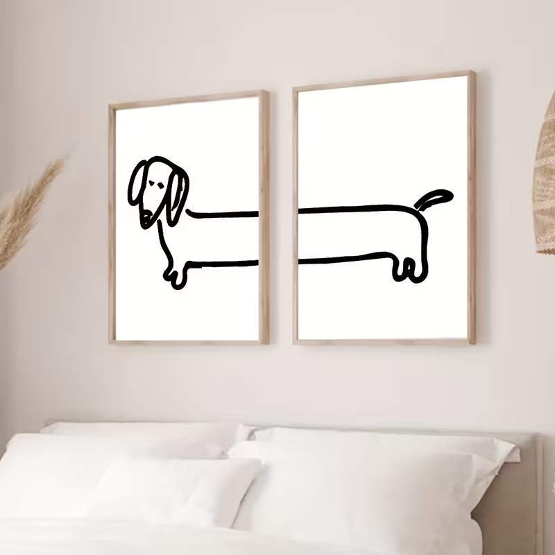 2PCS Modern Dachshund  Funny D - Interior Design Living Room ulasan dan harga