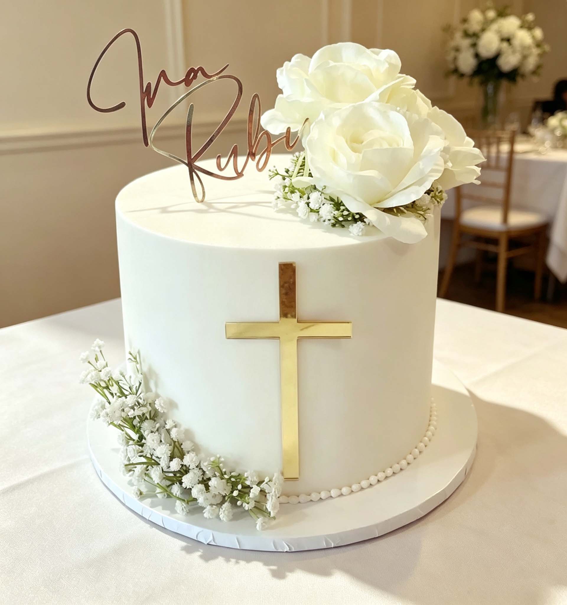 Personalized Cross & Name Cake - Decorative Mirror ulasan dan harga