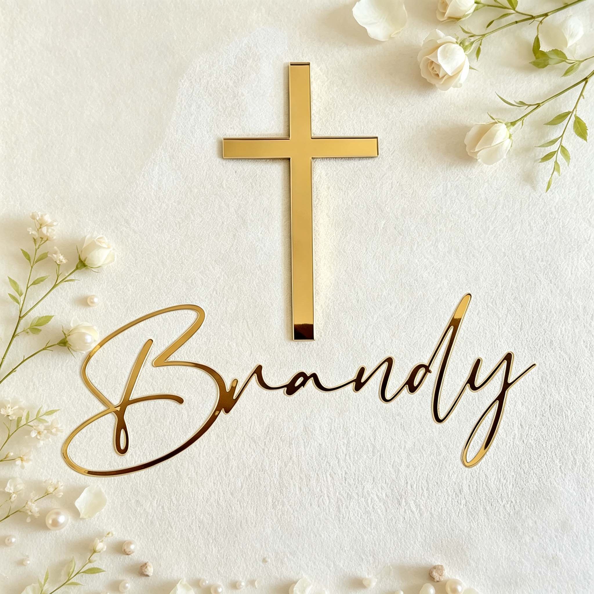 Personalized Cross & Name Cake - Decorative Mirror ulasan dan harga