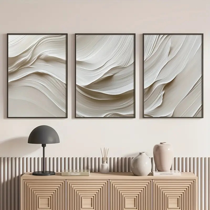 3pcs/set Neutral Beige Simple  - Abstract Canvas Set ulasan dan harga