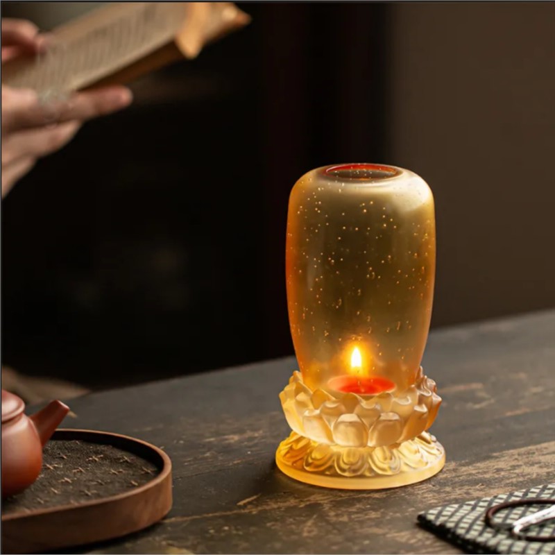 Lotus Glass Candle Holder Shad - Candle Holder Decor ulasan dan harga