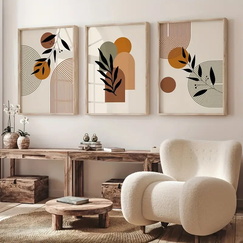 3pcs Bohemian-style Plant Geom - Abstract Canvas Set ulasan dan harga