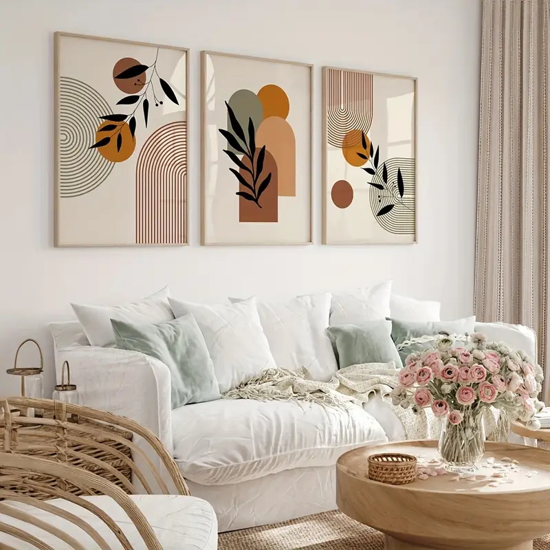 3pcs Bohemian-style Plant Geom - Abstract Canvas Set ulasan dan harga