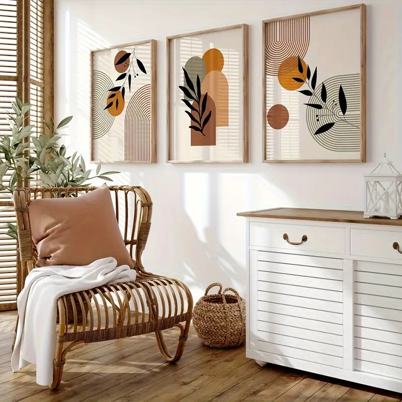 3pcs Bohemian-style Plant Geom - Abstract Canvas Set ulasan dan harga