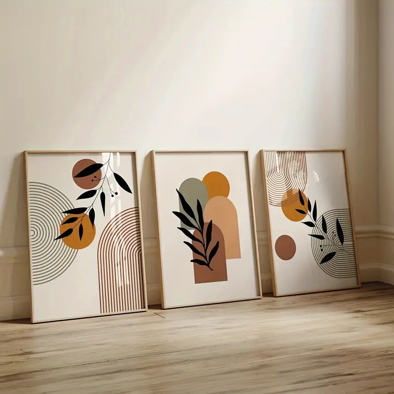 3pcs Bohemian-style Plant Geom - Abstract Canvas Set ulasan dan harga