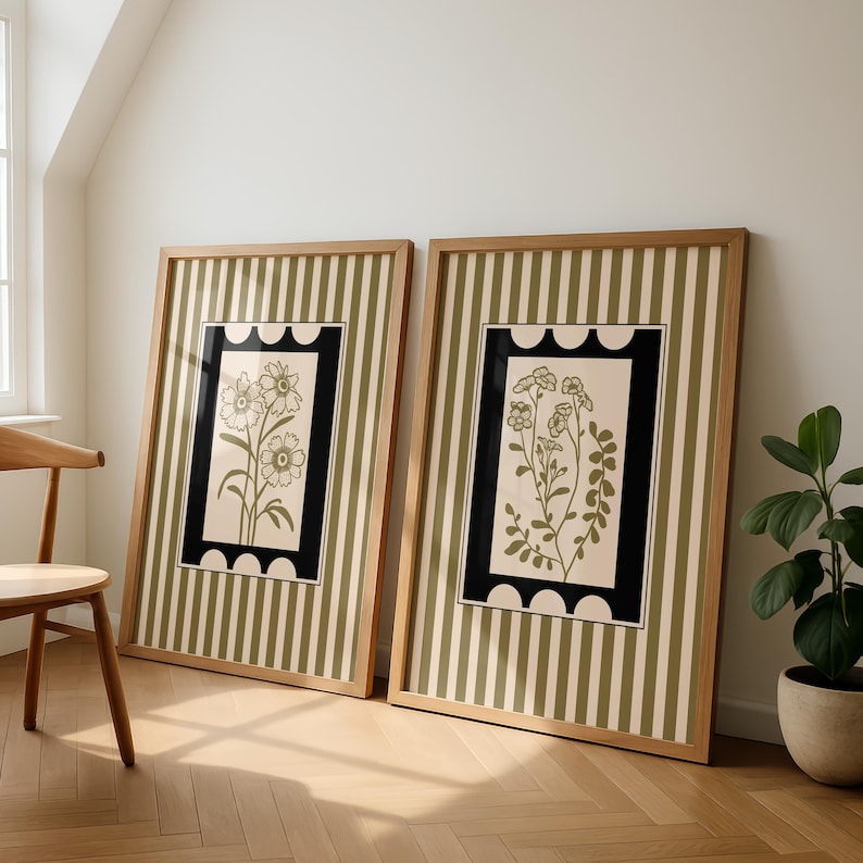 2pcs/set Bohemian Style Plant  - Abstract Canvas Set ulasan dan harga