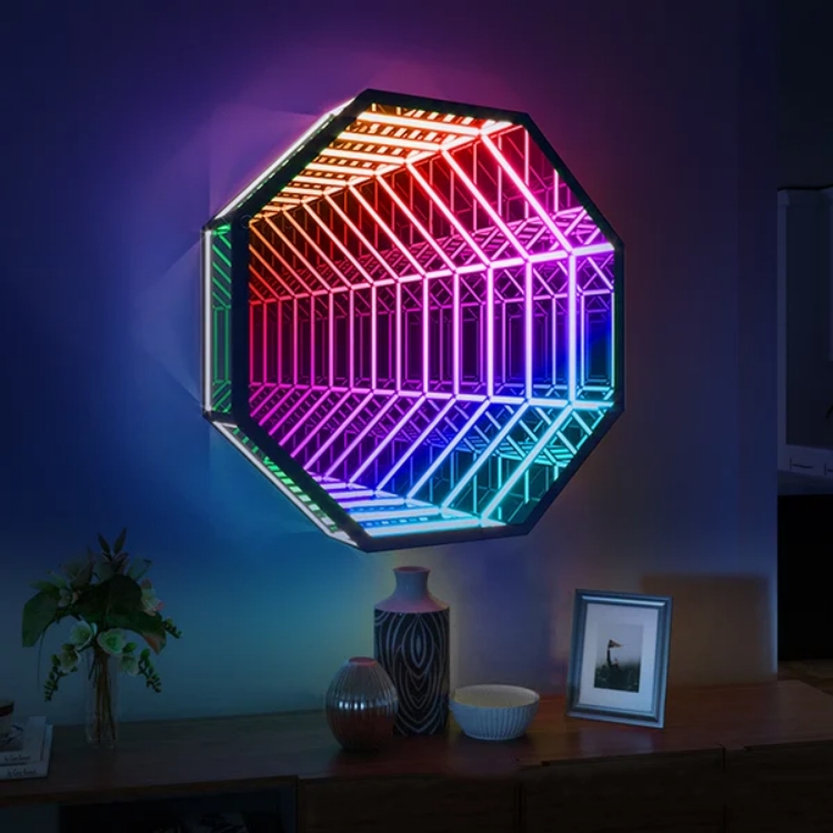 Octagon 3D Infinity Mirror Lig - Decorative Mirror ulasan dan harga