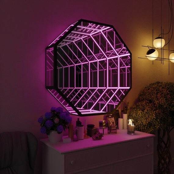 Octagon 3D Infinity Mirror Lig - Decorative Mirror ulasan dan harga