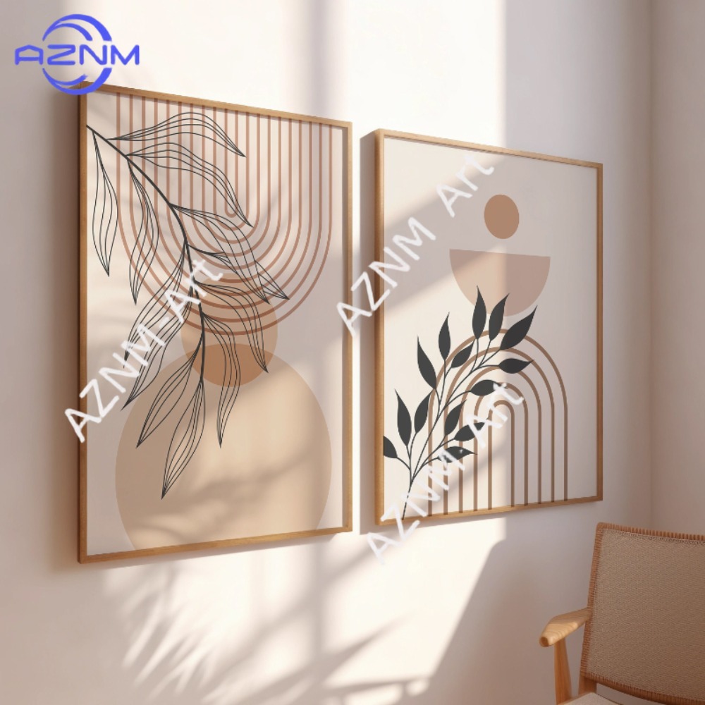1/2Pcs Green Botanical Wall Ar - Abstract Canvas Set ulasan dan harga